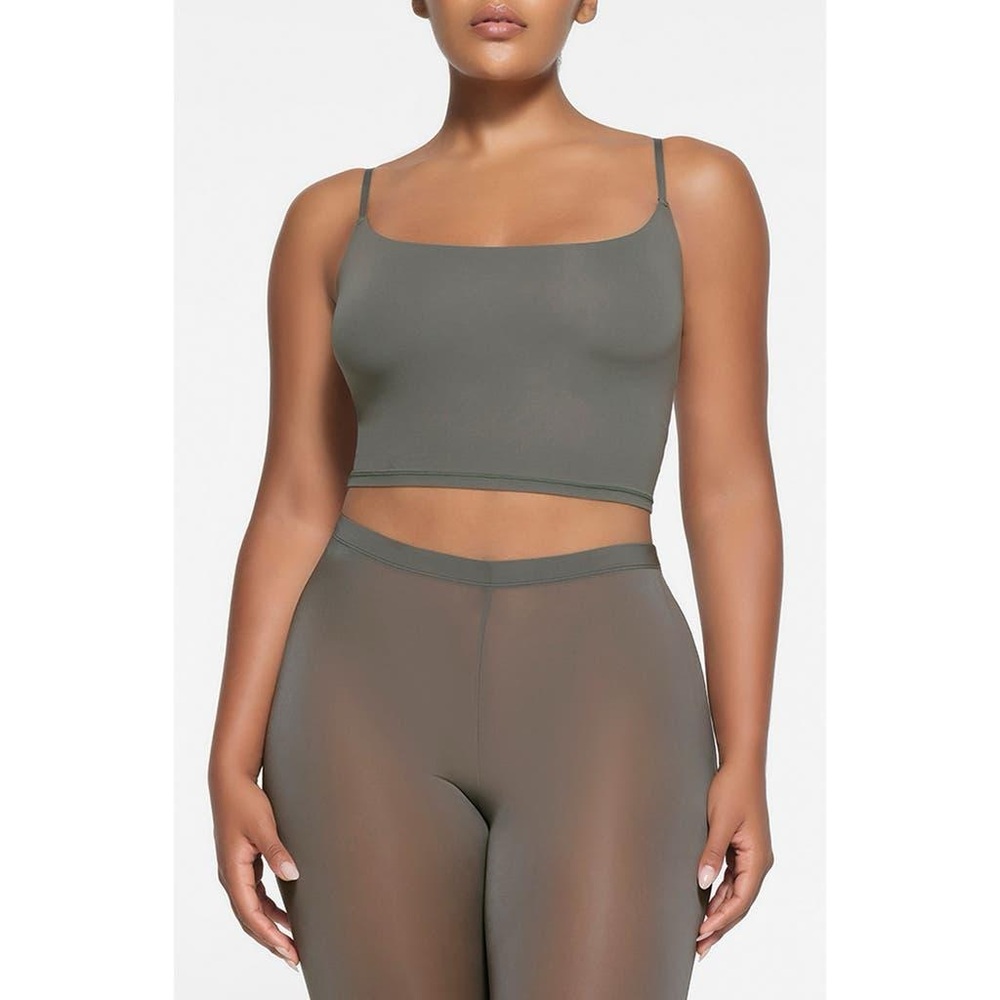 SKIMS NWT Fits Everybody Cropped Cami Top Bralette Size XXS Gray Gunmetal